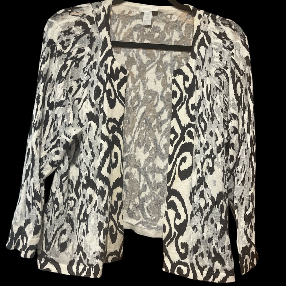 Chico's gray and White Patterned Cardigan - Picture 2 of 5